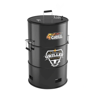 4 Grill, 4v1 - Gril ve tvaru barelu, všestranný gril skládají se ze tří segmentů, vhodný pro pomalé vaření, grilování, uzení a jako ohniště Maxxseries BATAVIA 7063063